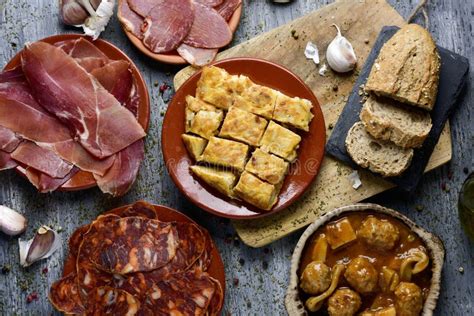 Assortment Of Spanish Cold Meats And Tapas Stock Photo Image Of