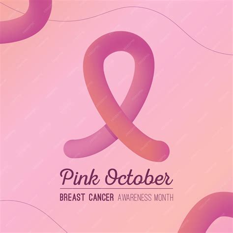 Premium Vector Pink October Ribbon Grainy Breast Cancer Awareness Month Template 3d