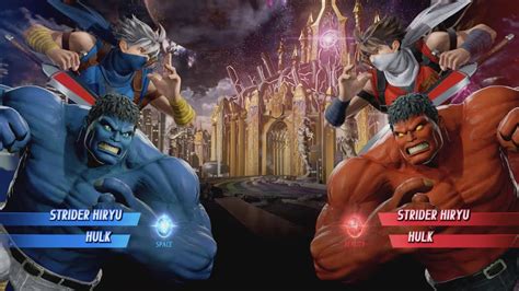 Strider Hiryu And Blue Hulk Vs Strider Hiryu And Red Hulk Marvel Vs