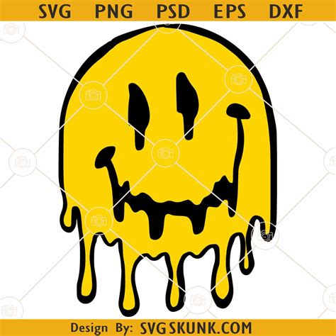 Dripping Smiley Face Svg Drippy Smiley Svg Melted Smiley Face Svg