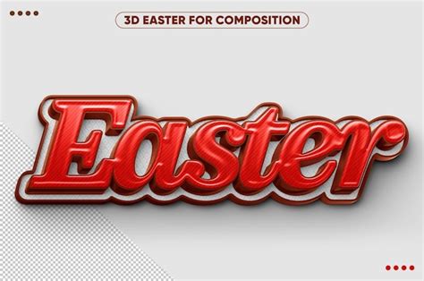 Premium PSD 3d Render Red Easter Logo For Compositing