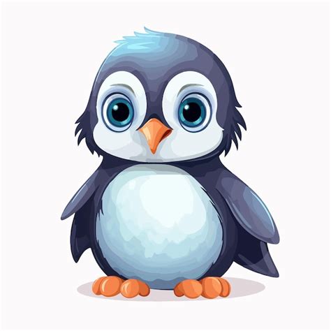 Una imagen de dibujos animados de un pingüino azul y blanco con grandes