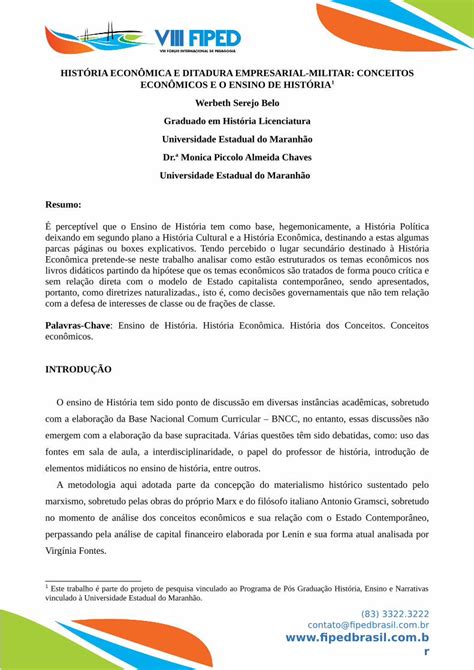 Pdf Hist Ria Econ Mica E Ditadura Empresarial Militar