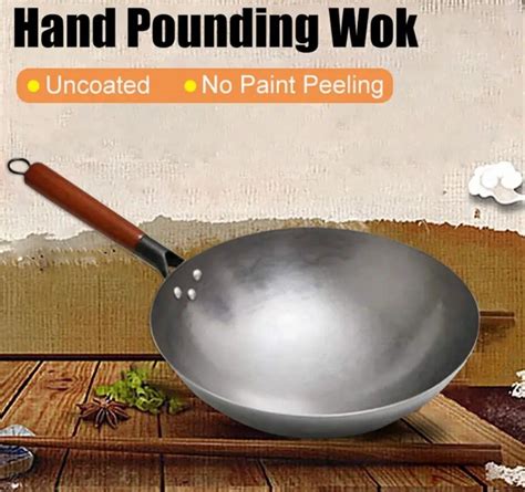 WANDER Kawali Wok Non Stick Heavy Duty Carbon Steel Wok Pan Furniture