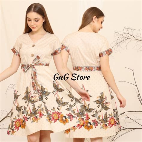 Women S Batik Dress 234 Series Latest Batik Dress V Neck Batik Dress Eid Clothes Shopee