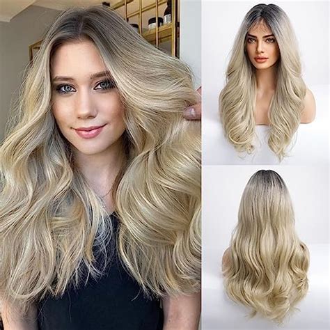 Amazon Alanhair Dack Ombre Platinum Blonde Lace Front Hair Long