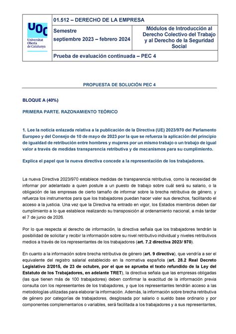 Pec Con Soluciones Derecho De La Empresa Semestre Septiembre