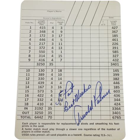 Lot Detail - Arnold Palmer Signed Pine Valley GC Scorecard with ...