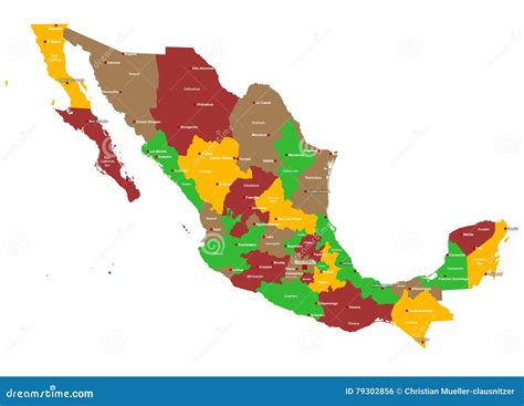 Map Of Mexico Stock Vector Illustration Of Cartography 79302856