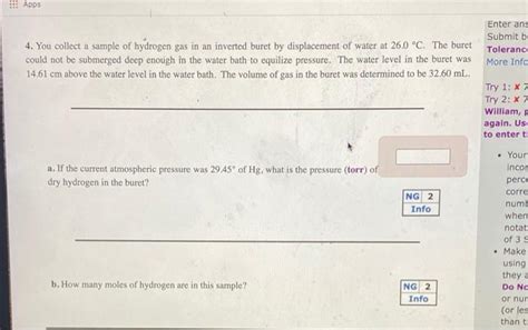 Solved Apps You Collect A Sample Of Hydrogen Gas In An Chegg