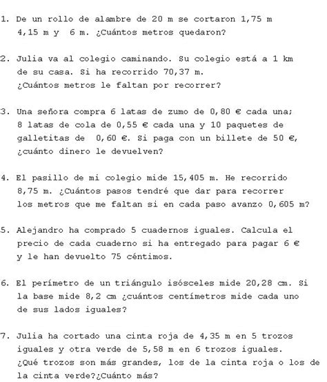 Problemas Con Punto Decimal Cuarto Grado Trimapa