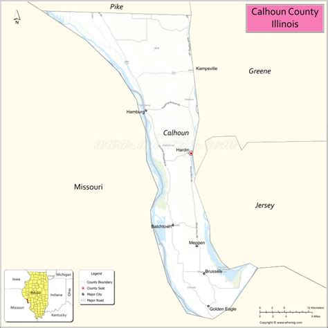 Calhoun County Map Illinois Where Is Located Cities Population