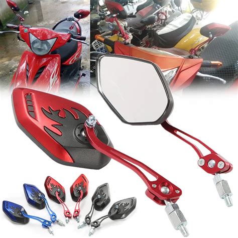 2Pcs Motorcycle Mirrors Universal 8mm 10mm Thread Folding Motor Bike