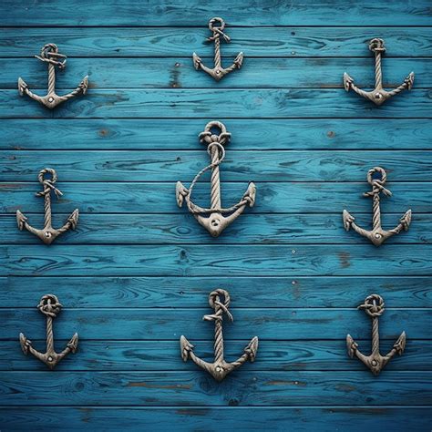 Premium Photo Nautical Vibes Anchors On Wooden Blue Wall