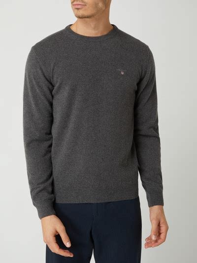 Gant Pullover Aus Lammwolle Anthrazit Meliert Online Kaufen