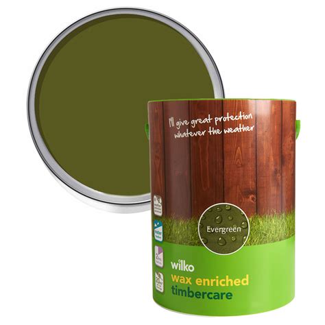 Wilko Wax Enriched Timbercare Evergreen Wood Paint 5l Wilko