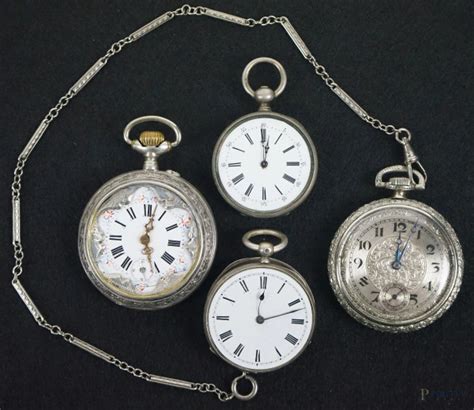 Quattro Orologi Da Tasca In Argento E Metallo Argentato Inizi XX