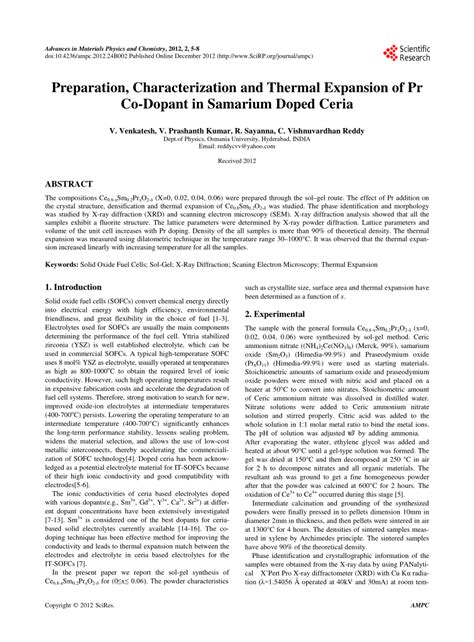 Pdf Preparation Characterization And Thermal Expansion Of Pr Co