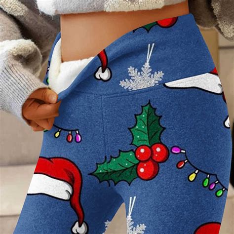 Ddapj Pyju Womens Christmas Fleece Lined Leggings Cute Xmas Print