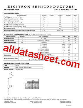 1N3064 Datasheet PDF Digitron Semiconductors