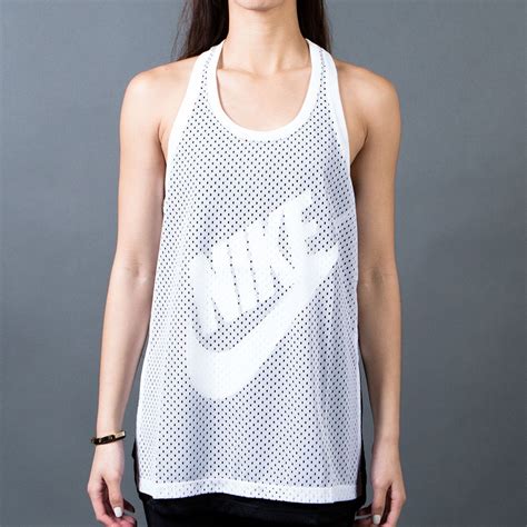 Nike Women Mesh Tank Top White Black Black White