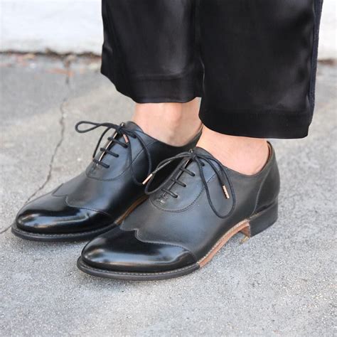 Mr. Evans Black Leather Women's Wingtip Oxford | Women oxford shoes ...