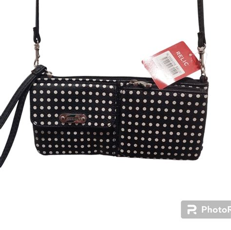 Relic Bags Nwt Relic Wristlet With Sling Black And White Polka Dots