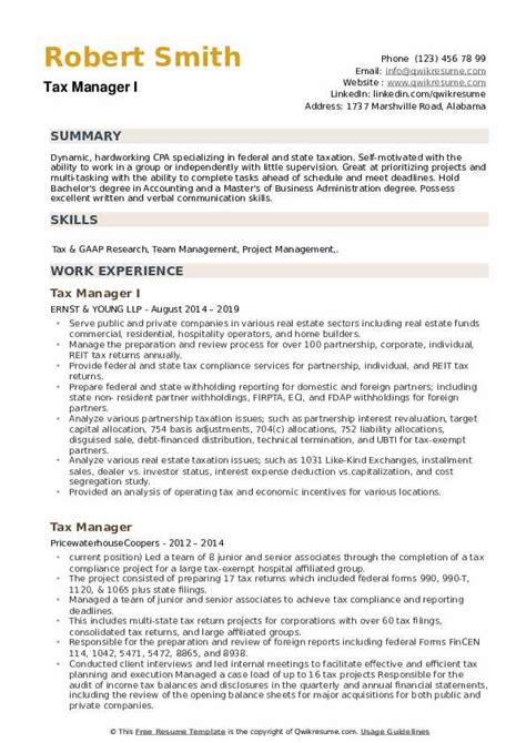 10 Tax Manager Resume Samples And Templates For 2025