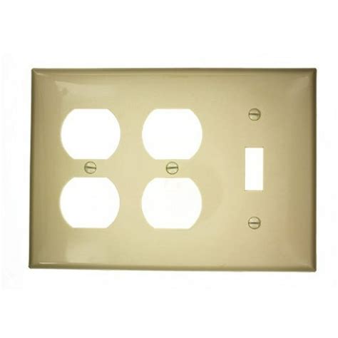 Leviton 80747 I Ivory Nylon Three Gang Combination One Toggle Switch Two Duplex Receptacle Wall