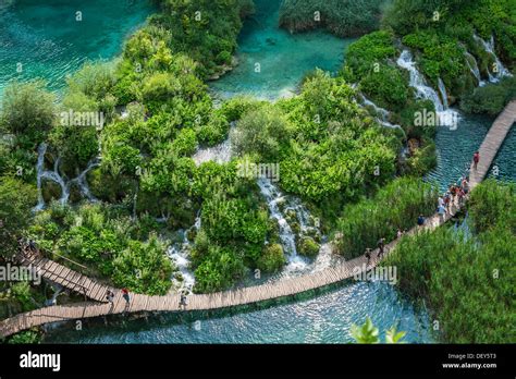 Plitvice Lakes - aerial view Stock Photo - Alamy