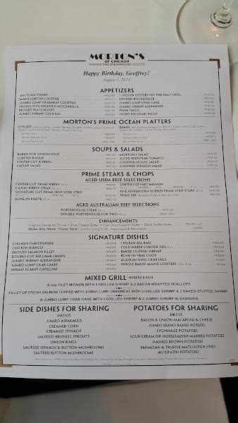 Menu At Morton S The Steakhouse Hong Kong