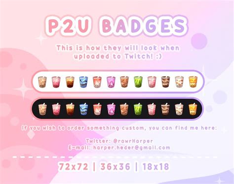 BOBA BUBBLE TEA Sub Bit Badges Pack Twitch Graphics Cute Etsy