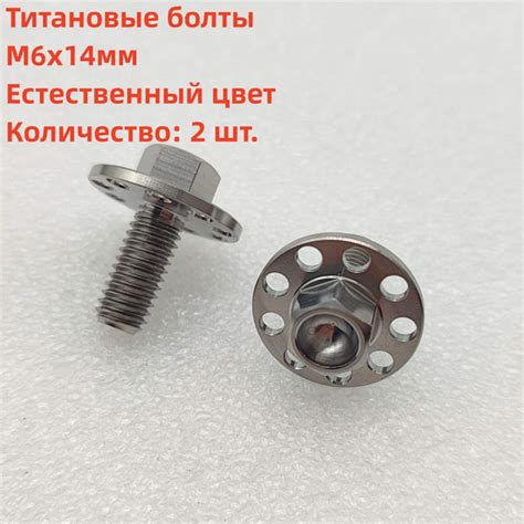 2 шт. Титановые болты M6x14 мм, большие винты с фланцевой головкой ...