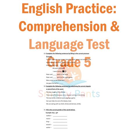 Grade 5 English First Additional Language Comprehension And Language Test With Answer Sheet