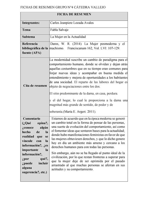 Formatos De Fichas Textual Y De Resumen FICHAS DE RESUMEN GRUPO N4