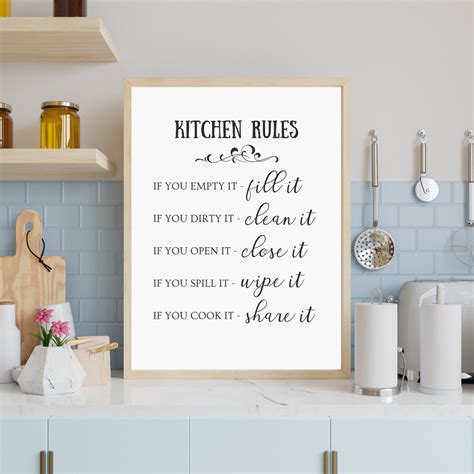 Kitchen Rules Sign | Kitchen Wall Decor | Printable Art | Kitchen Rules
