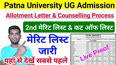 Patna University Second Merit List 2021 Patna University Admission