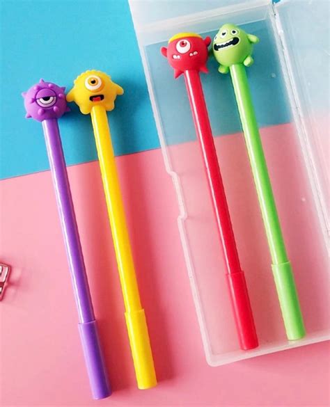 Little Monsters Pen 4pc Set Kawaii Cartoon Pens Colorful Etsy