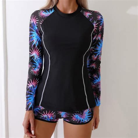 Mitankcoo Long Sleeve Tankini Bathing Suits For Women Slimming Two