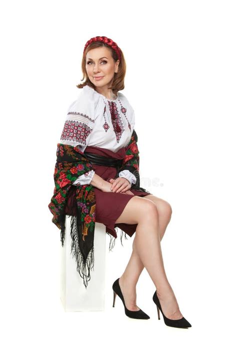 Beautiful Adult Ukrainian Women in National Costume. Attractive ...