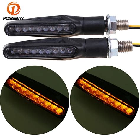 POSSBAY Universal Black Motorcycle LED Turn Signal Indicator For Harley