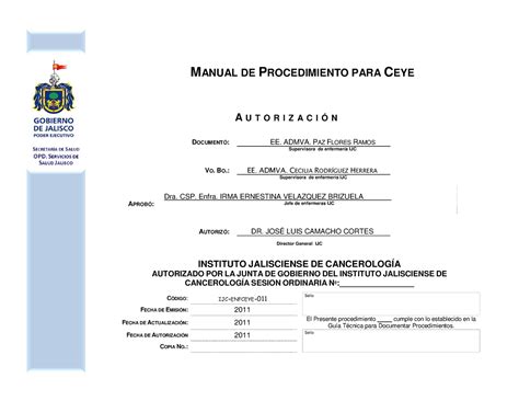 Manual Pro Ceye Ygh Manual De Procedimiento Para Ceye A U T O R I Z