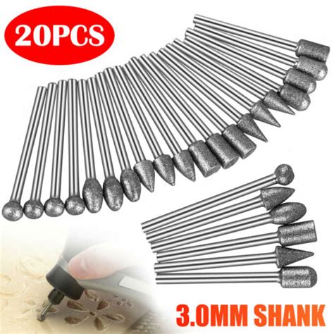 20pcs Diamond Burr Set Drill Bits Mini Drill For Dremel Rotary Tool