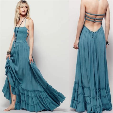 Free People Dresses Free People Extratropical Maxi Open Back Boho