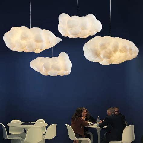 Modern White Floating Cloud Pendant Light For Bedroom Living Room Cloth