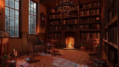 Quiet Library Sounds Study Ambience Fire Crackling Pages Turning Light