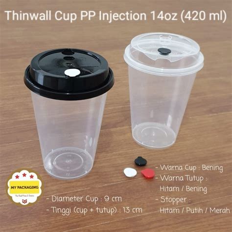 Jual Paket Pp Cup Injection Tutup Stopper Set Gelas Plastik