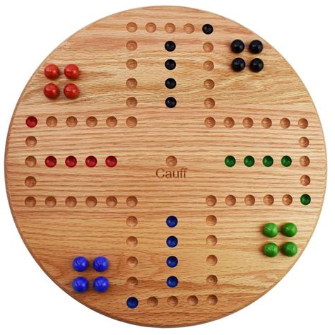 Marble Board Game Round Solid Oak Wood Hand Painted 4 Player | Marble ...