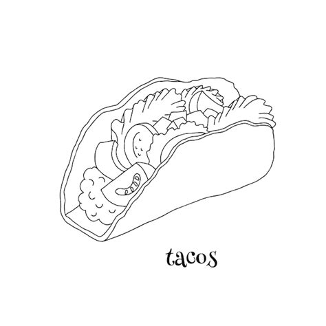 Design De Tacos Preto E Branco Isolado No Fundo Branco Elemento