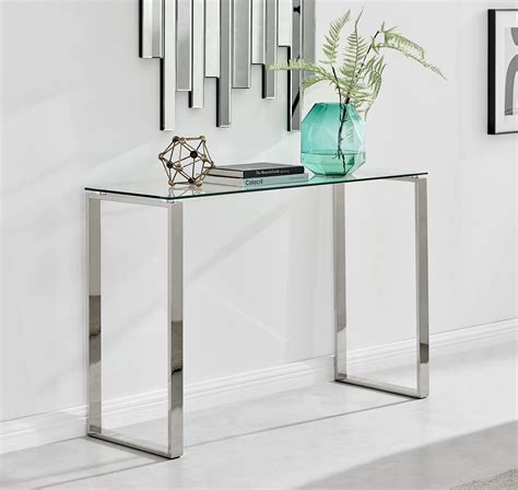 Furniturebox UK Mirrored Console Table Miami Clear Glass Silver